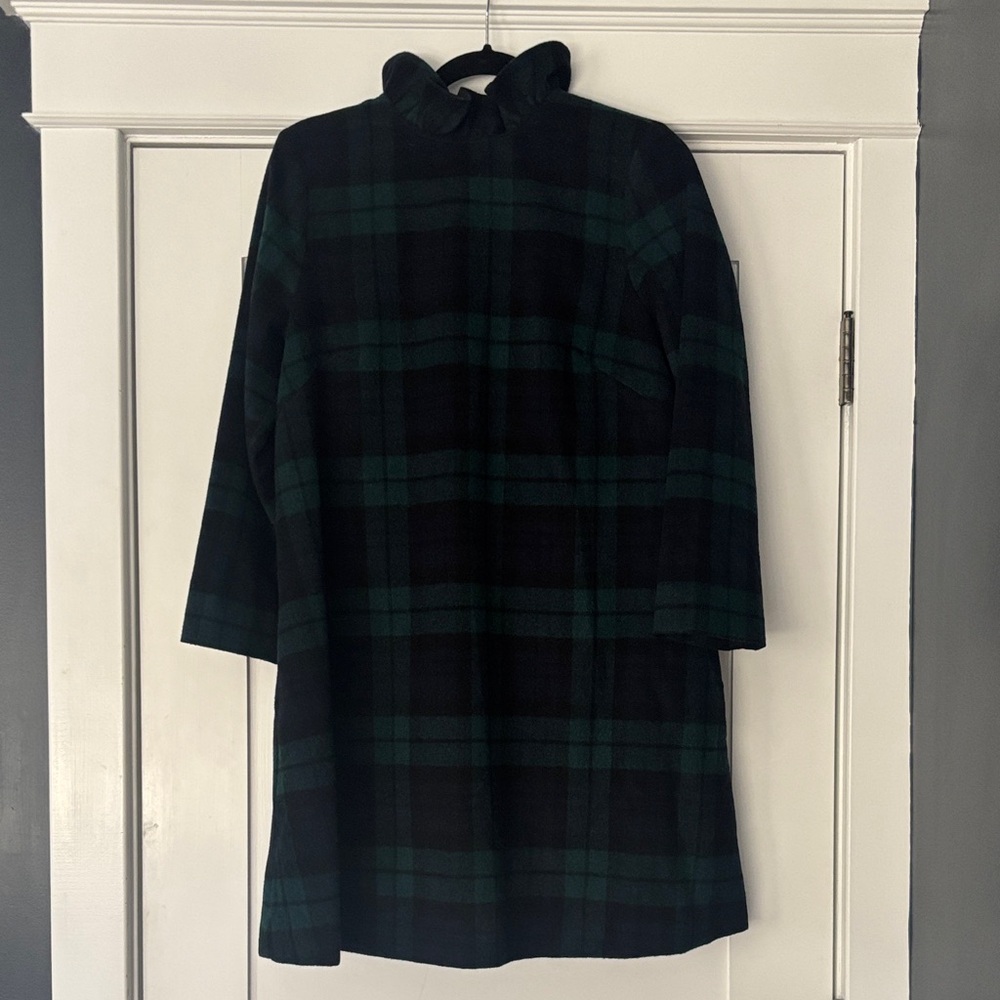 Tuckernuck Daphne Dress Plaid Black Navy Green EUC